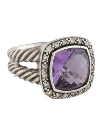 Pre-owned David Yurman Amethyst & Diamond Albion Ring In Multicolor