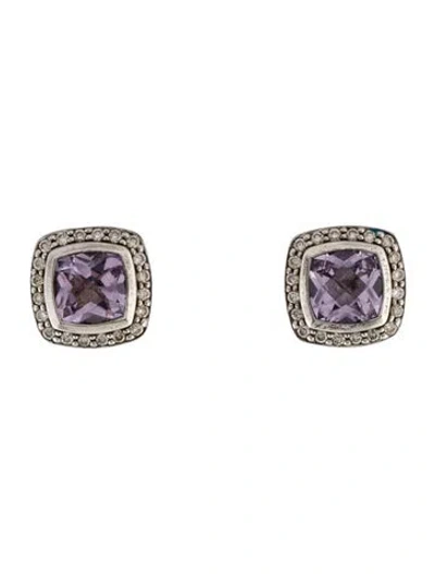 Pre-owned David Yurman Amethyst & Diamond Albion Studs In Multi