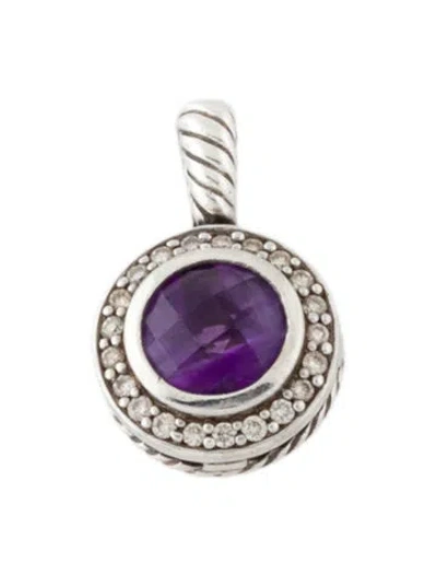 Pre-owned David Yurman Amethyst & Diamond Cerise Pendant In Multi