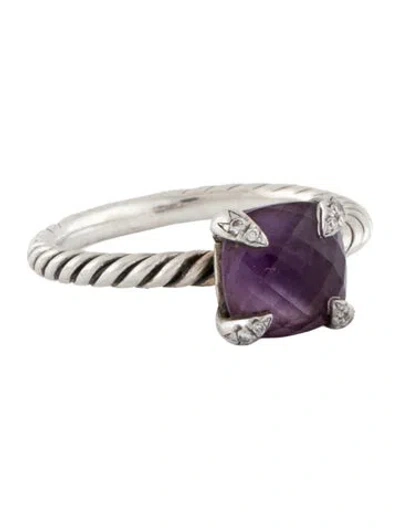 Pre-owned David Yurman Amethyst & Diamond Chatelaine® Cocktail Ring In Multi