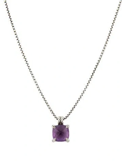 Pre-owned David Yurman Amethyst & Diamond Chatelaine Pendant Necklace, 18" In Multi