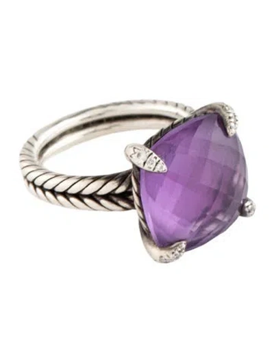 Pre-owned David Yurman Amethyst & Diamond Chatelaine Ring In Multi