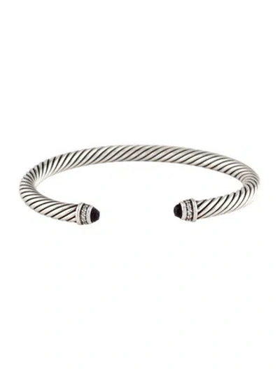Pre-owned David Yurman Amethyst & Diamond Classic Cable Cuff, 6.5" In Multicolor