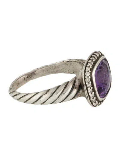 Pre-owned David Yurman Amethyst & Diamond Cocktail Ring In Multi