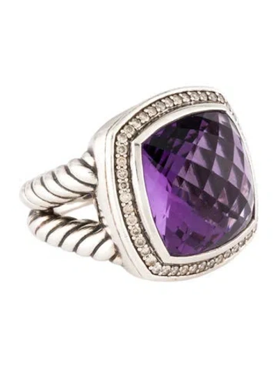 Pre-owned David Yurman Amethyst & Diamond Cocktail Ring In Multi