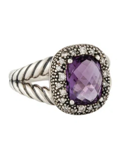 Pre-owned David Yurman Amethyst & Diamond Midnight Mélange Ring In Multicolor
