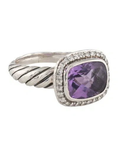 Pre-owned David Yurman Amethyst & Diamond Noblesse® Cocktail Ring In Multicolor