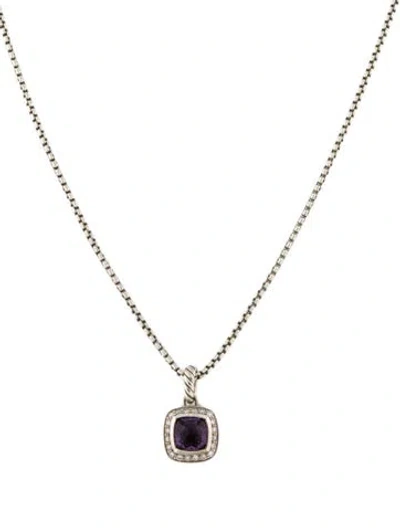 Pre-owned David Yurman Amethyst & Diamond Petite Albion Pendant Necklace, 16.5" In Multi