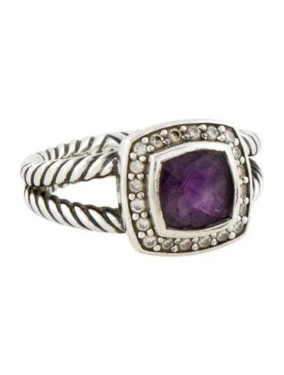Pre-owned David Yurman Amethyst & Diamond Petite Albion® Ring In Multi