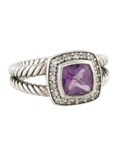 Pre-owned David Yurman Amethyst & Diamond Petite Albion® Ring In Multi