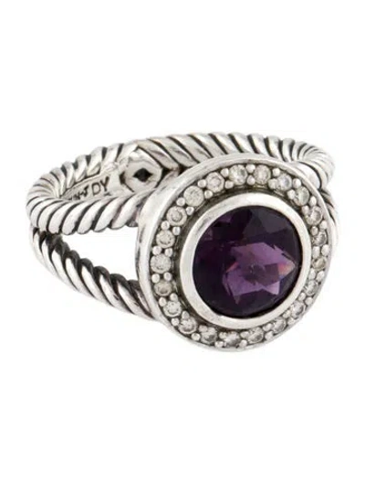 Pre-owned David Yurman Amethyst & Diamond Petite Cerise Ring In Multi