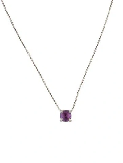 Pre-owned David Yurman Amethyst & Diamond Petite Chatelaine Pendant Necklace, 18" In Multi