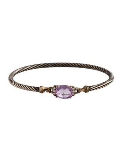 Pre-owned David Yurman Amethyst & Diamond Petite Wheaton® Bracelet, 6.5" In Multi