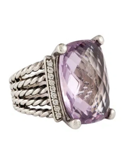 Pre-owned David Yurman Amethyst & Diamond Wheaton Cocktail Ring In Multi