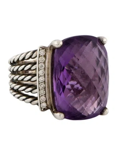 Pre-owned David Yurman Amethyst & Diamond Wheaton Cocktail Ring In Multi