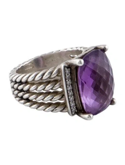 Pre-owned David Yurman Amethyst & Diamond Wheaton Cocktail Ring In Multi
