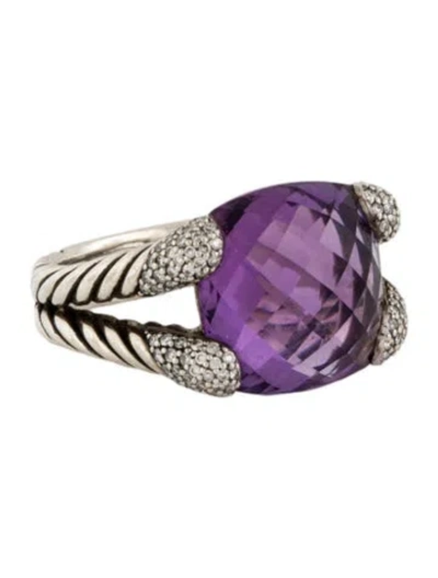 Pre-owned David Yurman Amethyst & Diamond Willow Cocktail Ring In Multi