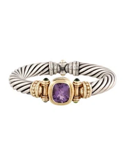Pre-owned David Yurman Amethyst & Diopside Renaissance Bracelet, 6.75" In Multi