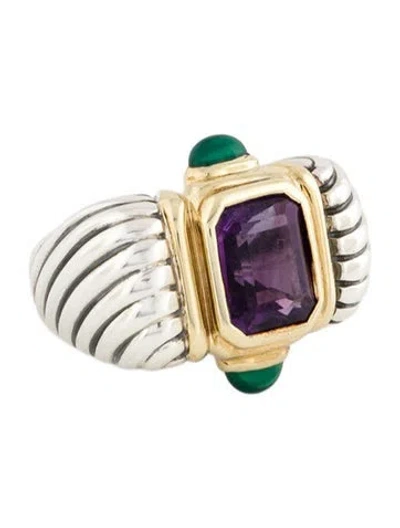 Pre-owned David Yurman Amethyst & Dyed Chalcedony Cocktail Ring In Multicolor