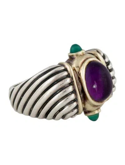 Pre-owned David Yurman Amethyst & Dyed Chalcedony Renaissance Ring In Multi