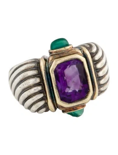 Pre-owned David Yurman Amethyst & Dyed Chalcedony Renaissance Ring In Multicolor