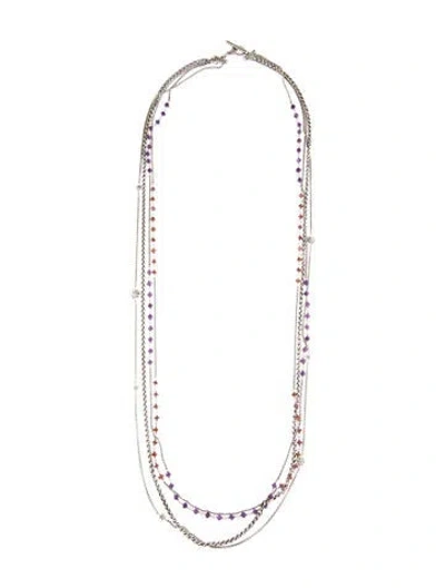 Pre-owned David Yurman Amethyst & Garnet Starburst Multistrand Necklace, 35"