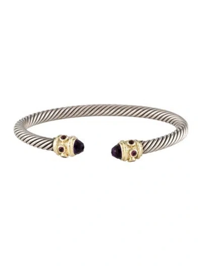 Pre-owned David Yurman Amethyst & Tourmaline Renaissance Cuff, 6.25" In Multicolor