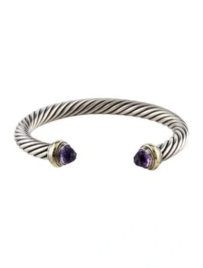 Pre-owned David Yurman Amethyst Cable Classic Cuff, 7" In Multi