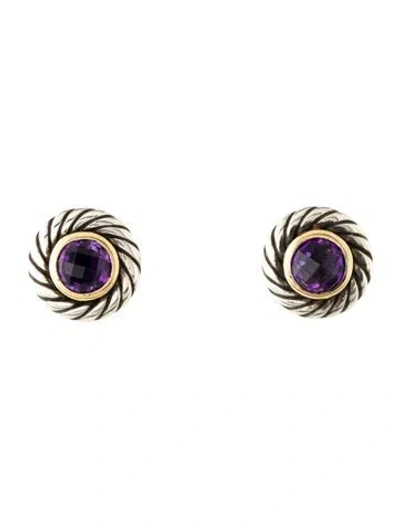 Pre-owned David Yurman Amethyst Cable Cookie Stud Earrings In Multicolor