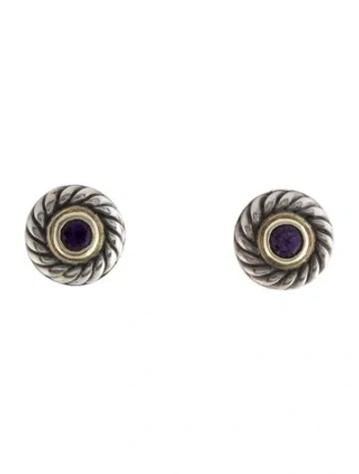Pre-owned David Yurman Amethyst Cable Cookie Stud Earrings In Multicolor