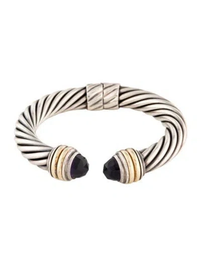 Pre-owned David Yurman Amethyst Cable Hinge Cuff, 6" In Multi