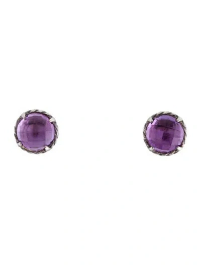 Pre-owned David Yurman Amethyst Chatelaine Stud Earrings In Multi