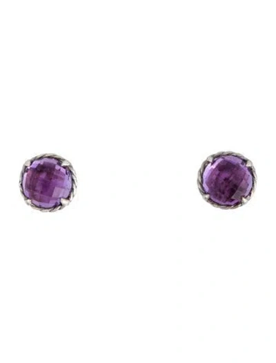 Pre-owned David Yurman Amethyst Châtelaine Stud Earrings In Multi