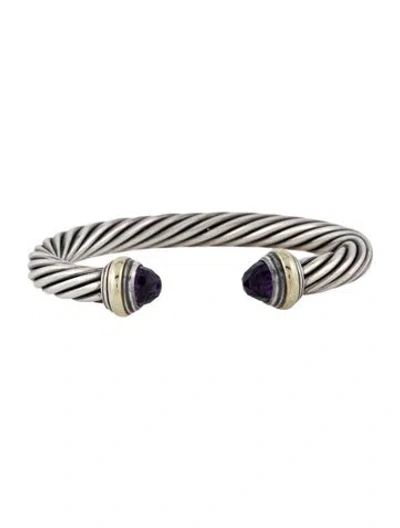 Pre-owned David Yurman Amethyst Classic Cable Bracelet, 6" In Multi