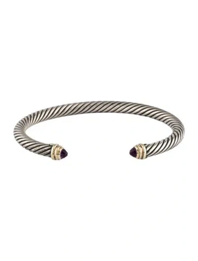 Pre-owned David Yurman Amethyst Classic Cable Bracelet, 6.5" In Multi