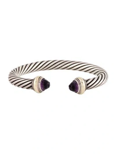 Pre-owned David Yurman Amethyst Classic Cable Bracelet, 6.5" In Multi