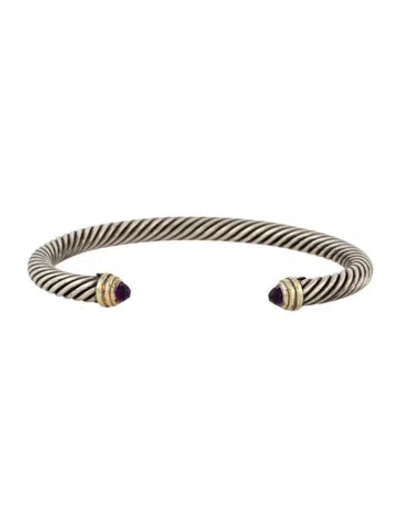 Pre-owned David Yurman Amethyst Classic Cable Bracelet, 6.75" In Multi
