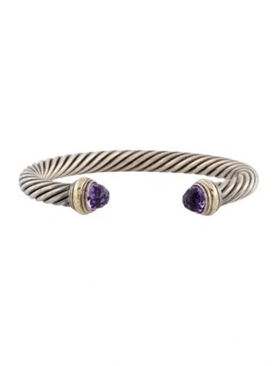 Pre-owned David Yurman Amethyst Classic Cable Bracelet, 6.75" In Multi
