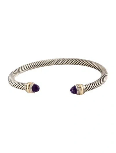 Pre-owned David Yurman Amethyst Classic Cable Bracelet, 6.75" In Multi
