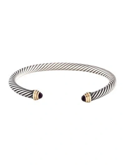 Pre-owned David Yurman Amethyst Classic Cable Bracelet, 7" In Multicolor