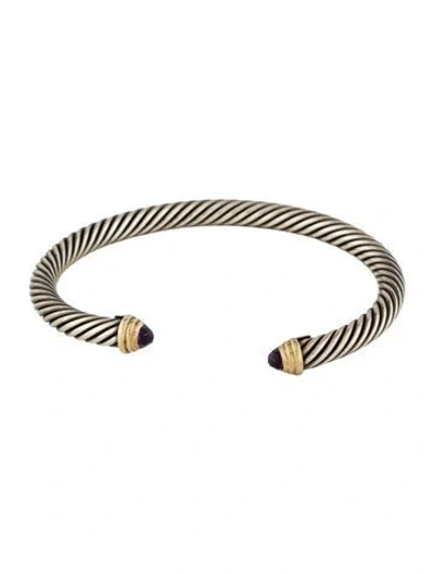Pre-owned David Yurman Amethyst Classic Cable Cuff, 6.75" In Multi