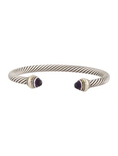 Pre-owned David Yurman Amethyst Classic Cable Cuff Bracelet, 5mm, 6.75" In Multi
