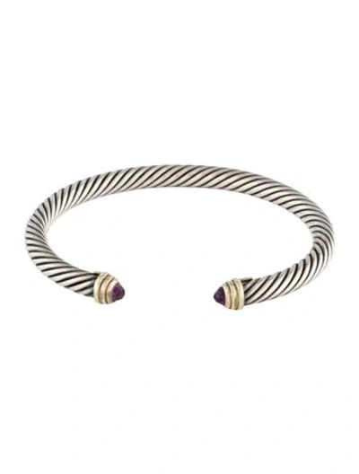 Pre-owned David Yurman Amethyst Classic Cable Cuff Bracelet, 6.5" In Multi