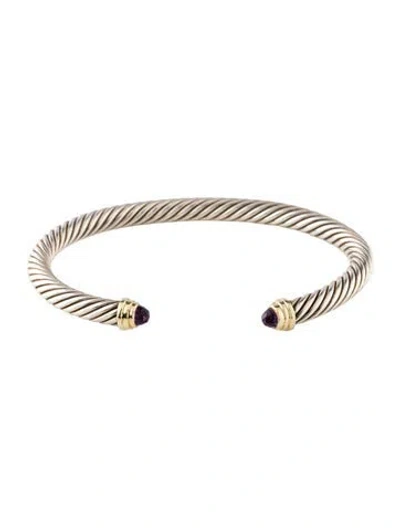 Pre-owned David Yurman Amethyst Classic Cable Cuff Bracelet, 6.75" In Multi