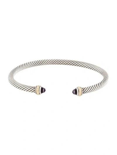 Pre-owned David Yurman Amethyst Classic Cable Cuff Bracelet, 7" In Multi