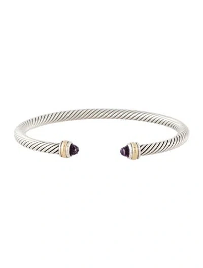Pre-owned David Yurman Amethyst Classic Cable Cuff Braclet, 6.25" In Multi