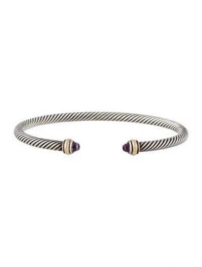 Pre-owned David Yurman Amethyst Classic Cable Cuff Braclet, 7" In Multicolor