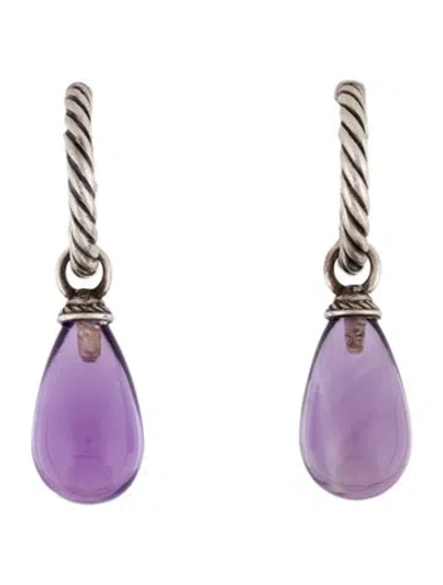 Pre-owned David Yurman Amethyst Color Classics Bead Drop Earrings In Multi