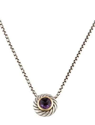 Pre-owned David Yurman Amethyst Color Classics Cookie Pendant Necklace, 16.25" In Multicolor