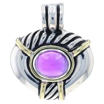 Pre-owned David Yurman Amethyst Enhancer Clip Pendant - Sterling 925 Yellow Gold 14k Cable
